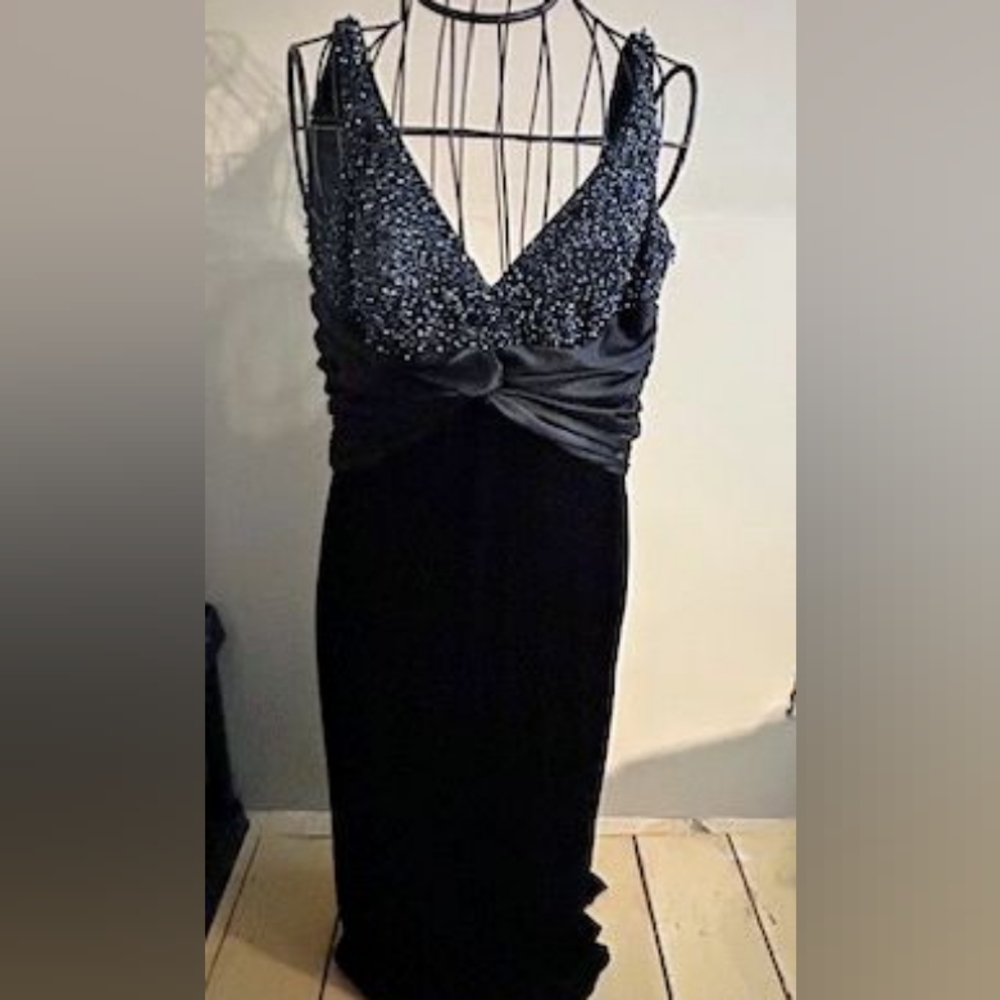 size 10 womens black  formal dress dance party wedding dance medium long velvet